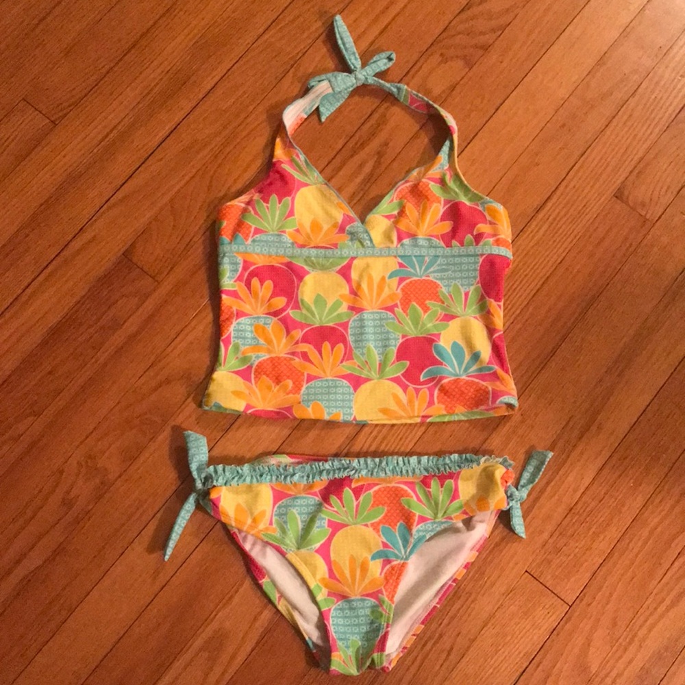 Girls Pineapple Design Tankini Bathing Suit